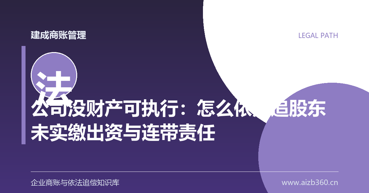公司没财产可执行：怎么依法追股东未实缴出资与连带责任-封面