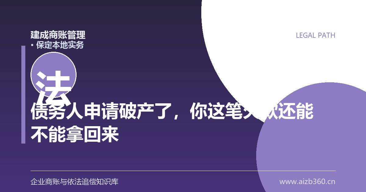 债务人申请破产了，你这笔欠款还能不能拿回来（保定）-封面