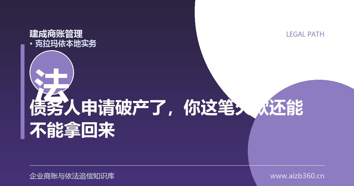 债务人申请破产了，你这笔欠款还能不能拿回来（克拉玛依）-封面