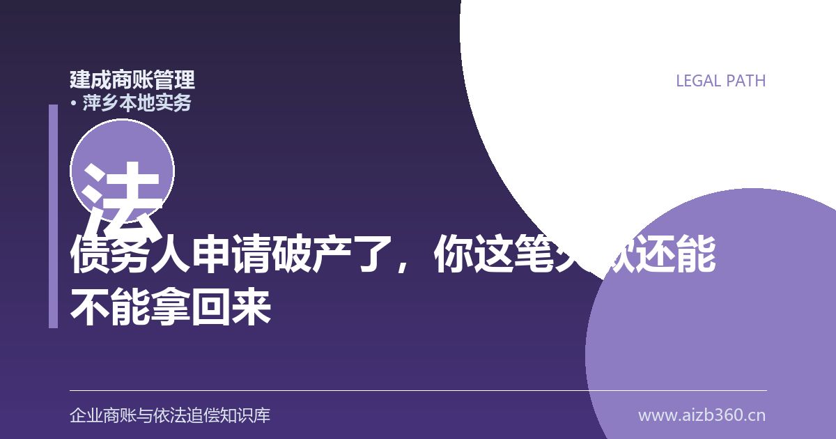 债务人申请破产了，你这笔欠款还能不能拿回来（萍乡）-封面